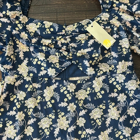 Boden Cut Out Detail Mini Dress Navy Floral Print Women’s Size 8T Tall NWT - Picture 4 of 9